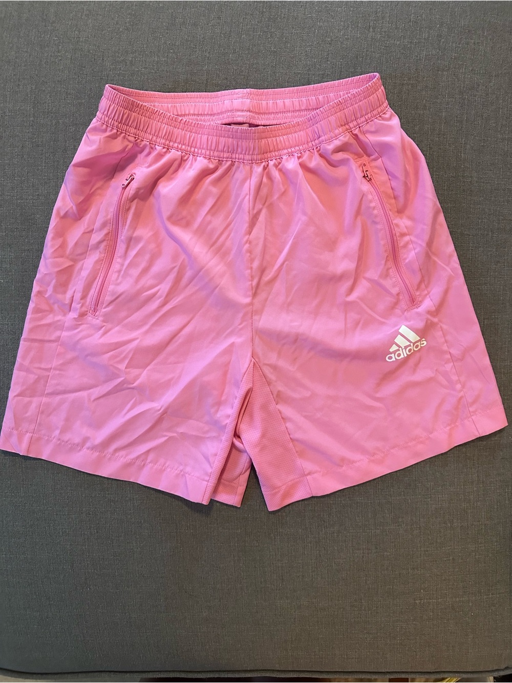 Adidas Men’s Small Pink AEROREADY Athletic Running Shorts Zip Pockets